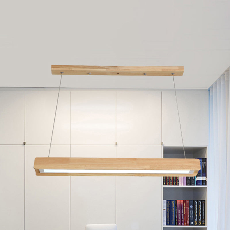 25.5"/37.5"/47" Wide Linear LED Pendant Light Fixture Modern Wood Single Light Dining Room Hanging Ceiling Light in Warm/White Light Clearhalo 'Ceiling Lights' 'Pendant Lights' 'Pendants' Lighting' 245085