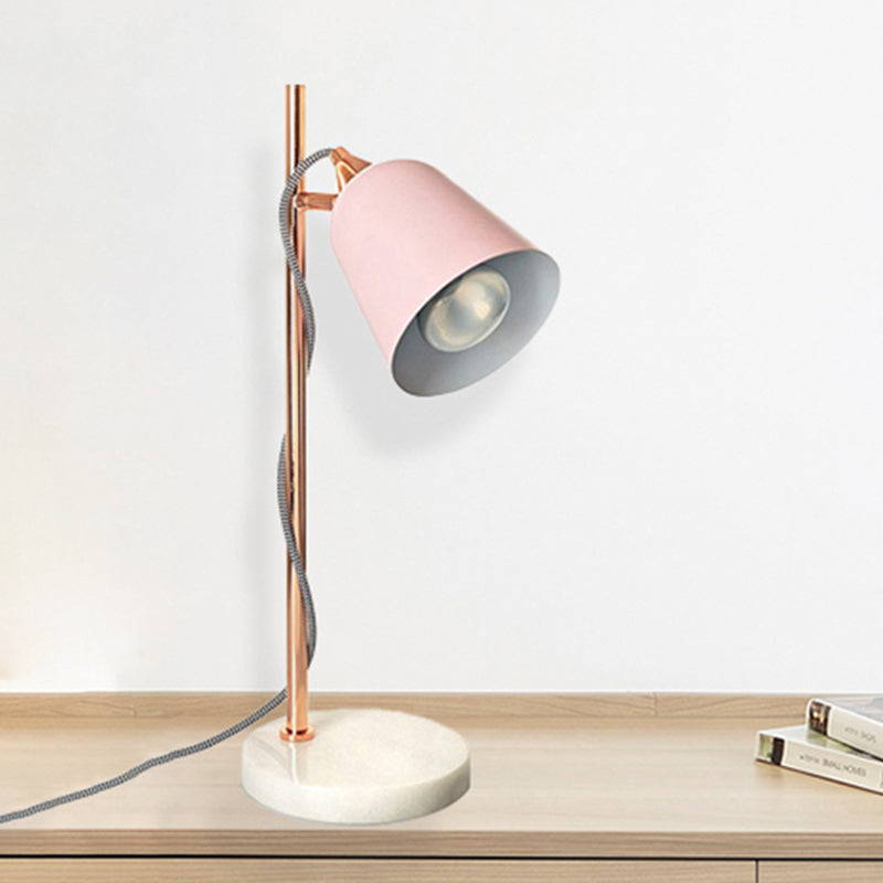 Gray/Pink Cup Shaped Desk Lighting Nordic Style 1 Bulb Metal Desk Lamp with Marble Base for Study Room Pink Clearhalo 'Lamps' 'Table Lamps' Lighting' 245087