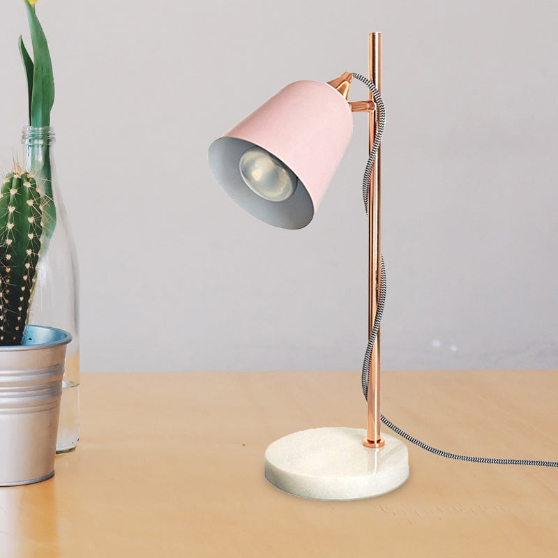 Gray/Pink Cup Shaped Desk Lighting Nordic Style 1 Bulb Metal Desk Lamp with Marble Base for Study Room Clearhalo 'Lamps' 'Table Lamps' Lighting' 245088