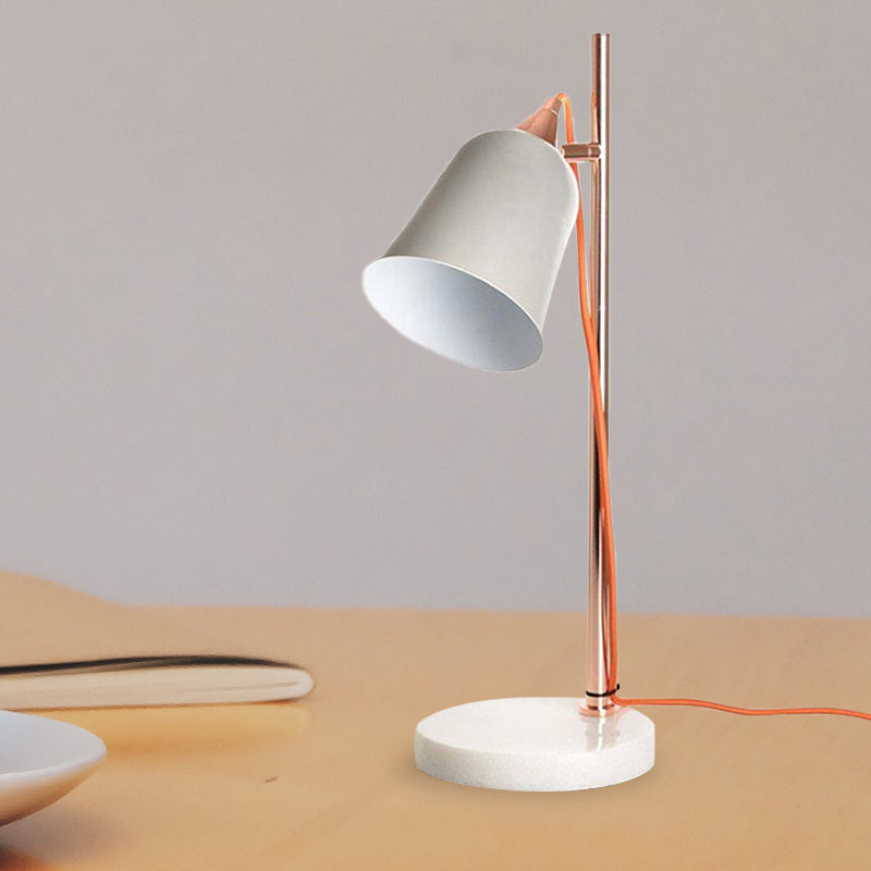 Gray/Pink Cup Shaped Desk Lighting Nordic Style 1 Bulb Metal Desk Lamp with Marble Base for Study Room Grey Clearhalo 'Lamps' 'Table Lamps' Lighting' 245089