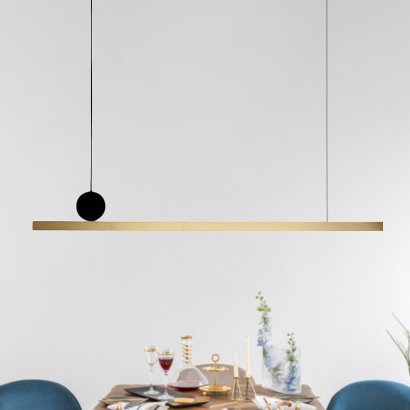 Linear Chandelier Light Post Modern Brass Integrated LED Brass Hanging Light Fixture for Dining Room, 34.5"/46.5" W Brass Clearhalo 'Ceiling Lights' 'Chandeliers' 'Modern Chandeliers' 'Modern' Lighting' 245119