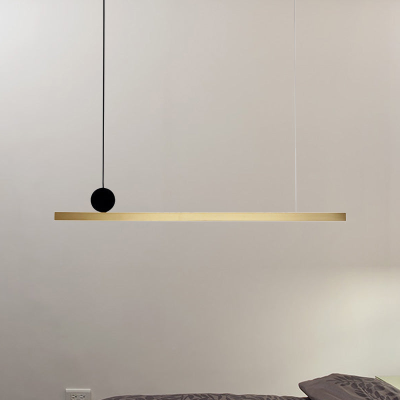 Linear Chandelier Light Post Modern Brass Integrated LED Brass Hanging Light Fixture for Dining Room, 34.5"/46.5" W Clearhalo 'Ceiling Lights' 'Chandeliers' 'Modern Chandeliers' 'Modern' Lighting' 245120