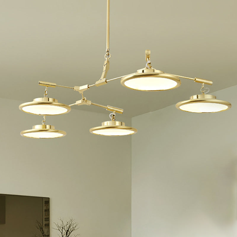 Round Chandelier Light Contemporary Glass 3/5/8 Lights Gold Hanging Pendant in Warm/White Light 5 Gold Clearhalo 'Ceiling Lights' 'Chandeliers' 'Modern Chandeliers' 'Modern' Lighting' 245152