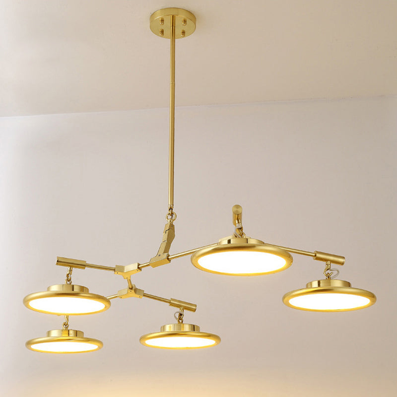 Round Chandelier Light Contemporary Glass 3/5/8 Lights Gold Hanging Pendant in Warm/White Light Clearhalo 'Ceiling Lights' 'Chandeliers' 'Modern Chandeliers' 'Modern' Lighting' 245154