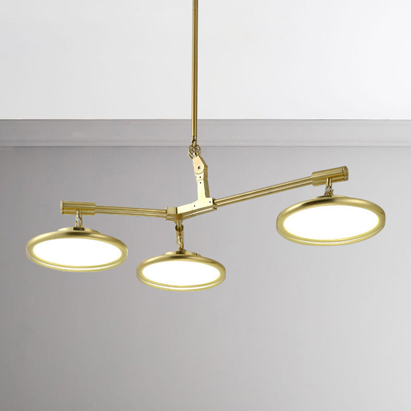 Round Chandelier Light Contemporary Glass 3/5/8 Lights Gold Hanging Pendant in Warm/White Light 3 Gold Clearhalo 'Ceiling Lights' 'Chandeliers' 'Modern Chandeliers' 'Modern' Lighting' 245155