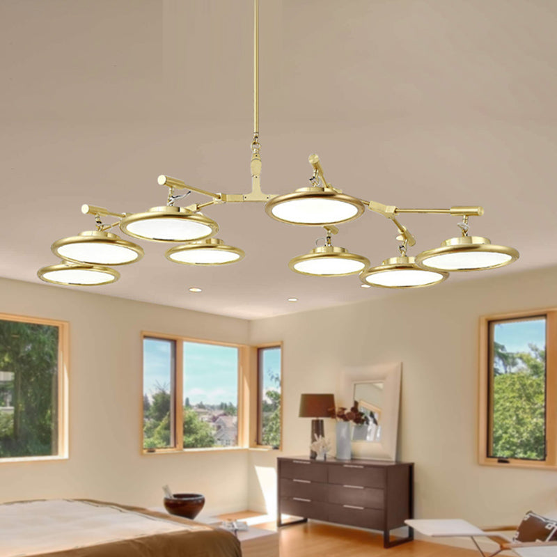 Round Chandelier Light Contemporary Glass 3/5/8 Lights Gold Hanging Pendant in Warm/White Light 8 Gold White Clearhalo 'Ceiling Lights' 'Chandeliers' 'Modern Chandeliers' 'Modern' Lighting' 245158