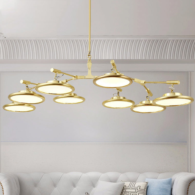 Round Chandelier Light Contemporary Glass 3/5/8 Lights Gold Hanging Pendant in Warm/White Light 8 Gold Warm Clearhalo 'Ceiling Lights' 'Chandeliers' 'Modern Chandeliers' 'Modern' Lighting' 245159