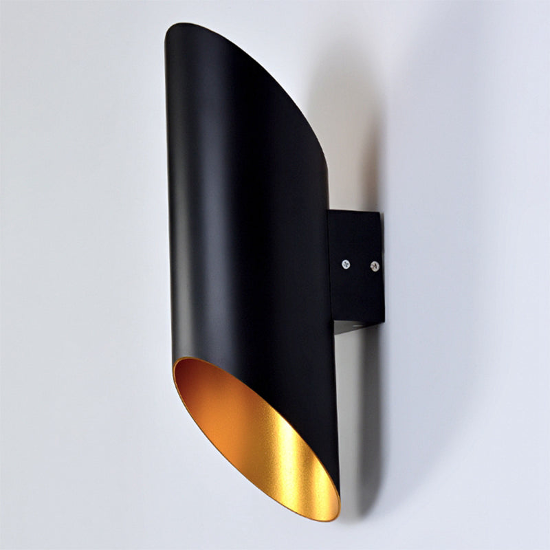 2 Lights Stairway Sconce Light Fixture with Tube Metallic Shade Black Wall Mounted Light Clearhalo 'Cast Iron' 'Glass' 'Industrial' 'Modern wall lights' 'Modern' 'Tiffany' 'Traditional wall lights' 'Wall Lamps & Sconces' 'Wall Lights' Lighting' 245170