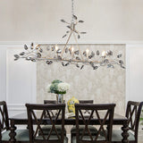 Silver/Gold Leaf Island Pendant Modernism Crystal 5 Heads Hanging Light Fixture for Dining Room Clearhalo 'Ceiling Lights' 'Chandeliers' Lighting' 2451722