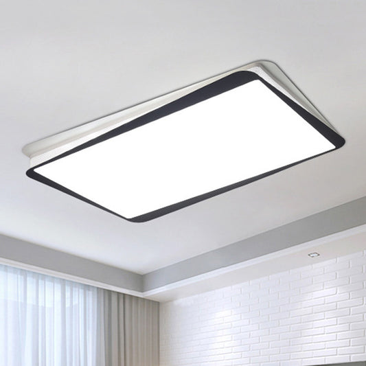 Metal Rectangular Flush Mount Light Fixture Simple LED Ceiling Flush Mount Light in White/Warm Light Black White Clearhalo 'Ceiling Lights' 'Close To Ceiling Lights' 'Close to ceiling' 'Flush mount' Lighting' 245173