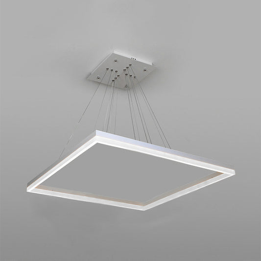 Square Acrylic Chandelier Light Modernism 1/2/3-Head White Ceiling Light Fixture in Warm/White Light 1 White Clearhalo 'Ceiling Lights' 'Chandeliers' 'Modern Chandeliers' 'Modern' Lighting' 245186