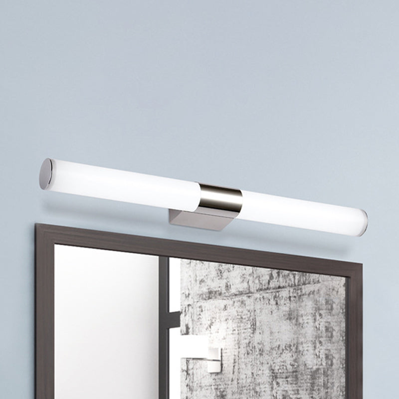 Acrylic Cylinder Vanity Wall Light Modern Stylish 16"/18" W LED Wall Mount Light in Silver over Mirror, Warm/White Light Clearhalo 'Cast Iron' 'Glass' 'Industrial' 'Modern wall lights' 'Modern' 'Tiffany' 'Traditional wall lights' 'Vanity Lights' 'Wall Lights' Lighting' 245197