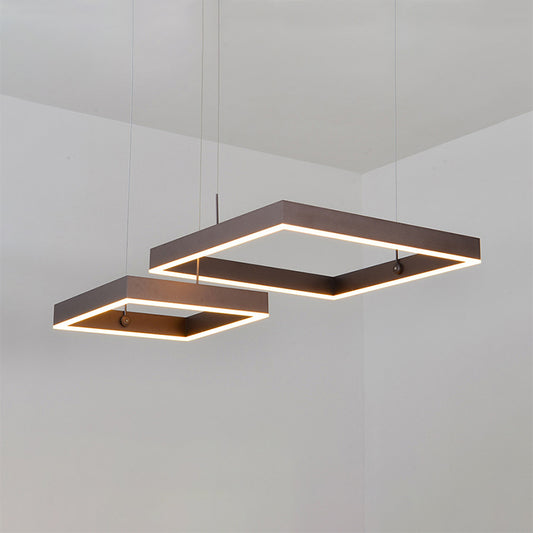 Square Chandelier Light Contemporary Acrylic LED 2/3 Lights Brown Bedroom Ceiling Pendant in Warm/White Light 2 Brown Clearhalo 'Ceiling Lights' 'Chandeliers' 'Modern Chandeliers' 'Modern' Lighting' 245206