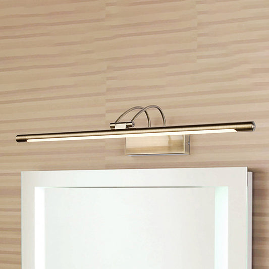 Simple Style Tube Vanity Wall Light Metal 18"/21.5" W LED Bathroom Wall Sconce in Nickel/Brushed Brass, Warm/White Lighting Clearhalo 'Cast Iron' 'Glass' 'Industrial' 'Modern wall lights' 'Modern' 'Tiffany' 'Traditional wall lights' 'Vanity Lights' 'Wall Lights' Lighting' 245209