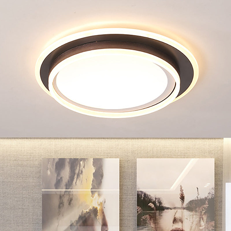 White Round Flush Mount Lighting Contemporary Led 16"/19.5" Wide Metal Flush Mount Light Fixture with Frosted Diffuser in White/Warm Light White Clearhalo 'Ceiling Lights' 'Close To Ceiling Lights' 'Close to ceiling' 'Flush mount' Lighting' 245215