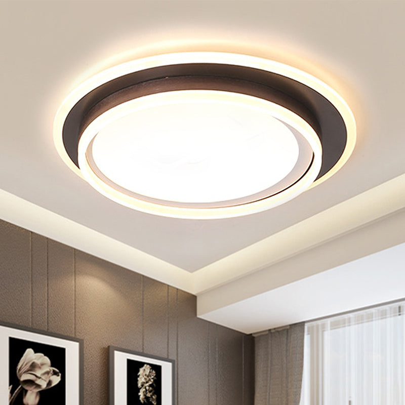 White Round Flush Mount Lighting Contemporary Led 16"/19.5" Wide Metal Flush Mount Light Fixture with Frosted Diffuser in White/Warm Light Clearhalo 'Ceiling Lights' 'Close To Ceiling Lights' 'Close to ceiling' 'Flush mount' Lighting' 245216