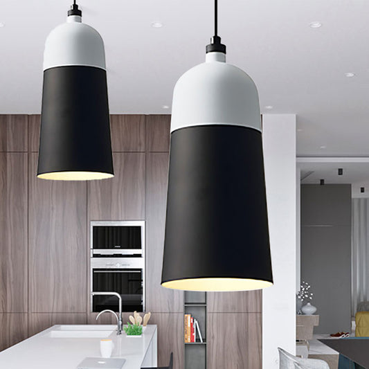 Metal Domed Hanging Light Fixture 1 Light Modern Simple Suspension Lamp in Black and White White 5.5" Clearhalo 'Ceiling Lights' 'Modern Pendants' 'Modern' 'Pendant Lights' 'Pendants' Lighting' 245225