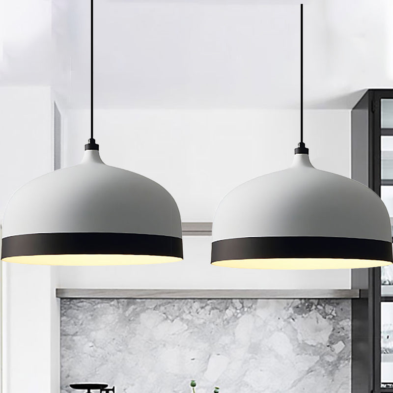 Metal Domed Hanging Light Fixture 1 Light Modern Simple Suspension Lamp in Black and White White Clearhalo 'Ceiling Lights' 'Modern Pendants' 'Modern' 'Pendant Lights' 'Pendants' Lighting' 245227