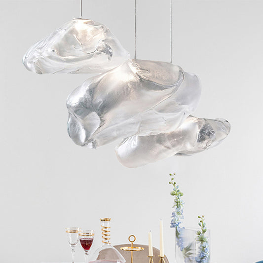 Cloud Shape Cluster Pendant Contemporary Clear Frosted Glass 3 Lights White Led Hanging Light Fixture Clear Clearhalo 'Ceiling Lights' 'Glass shade' 'Glass' 'Modern Pendants' 'Modern' 'Pendant Lights' 'Pendants' Lighting' 245228