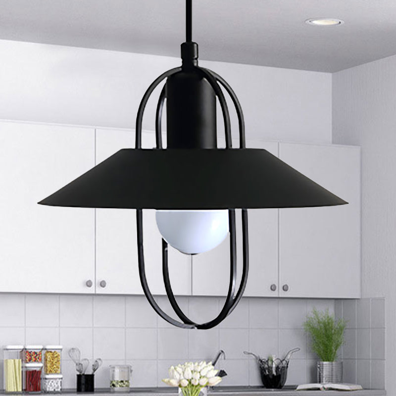 Contemporary 1 Light Hanging Light with Metal Shade Black/Pink/White Lantern Suspension Light Black Clearhalo 'Ceiling Lights' 'Modern Pendants' 'Modern' 'Pendant Lights' 'Pendants' Lighting' 245244