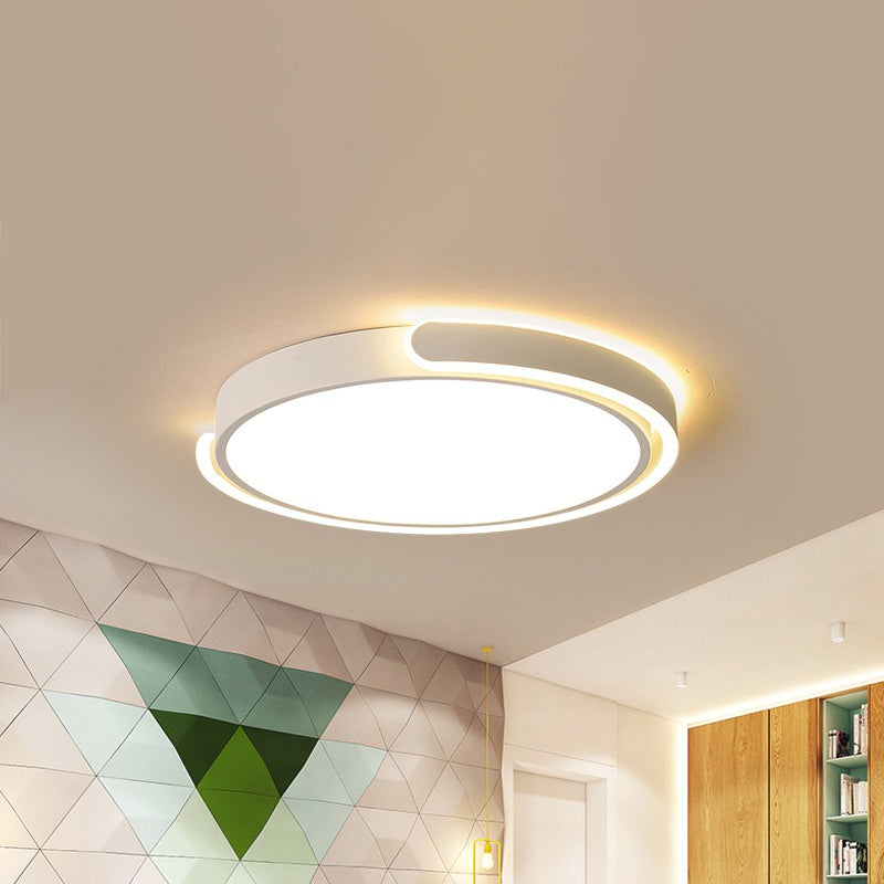 Black/White/Champagne Disk Flush Ceiling Light with Acrylic Shade Modern LED 15"/19"/23" Dia Bedroom Ceiling Light Fixture in Warm/White Clearhalo 'Ceiling Lights' 'Close To Ceiling Lights' 'Close to ceiling' 'Flush mount' Lighting' 245254