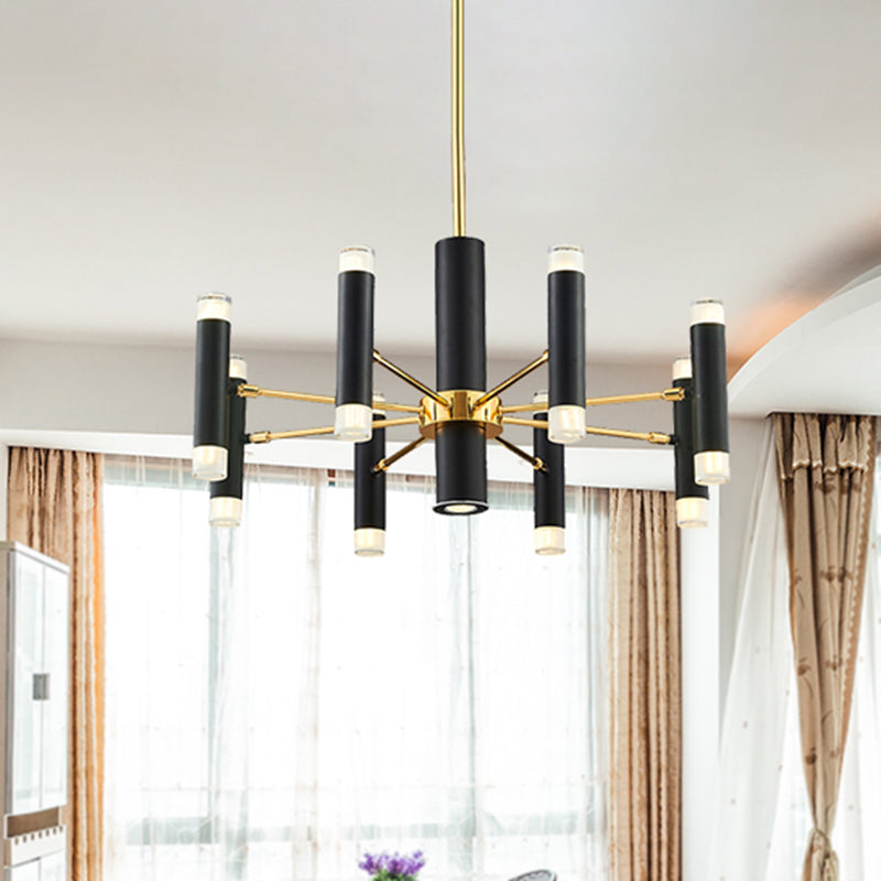 Metal Cylinder Chandelier Light Modern 16/20 Lights Black Ceiling Pendant Light for Dining Room 16 Black Clearhalo 'Ceiling Lights' 'Chandeliers' 'Modern Chandeliers' 'Modern' Lighting' 245258