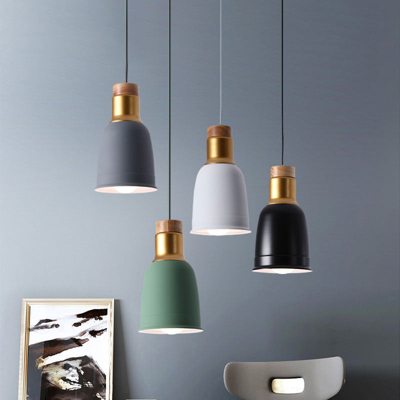 Bell Hanging Lighting Nordic Metal 1 Light Black/Grey/White Pendant Ceiling Light Clearhalo 'Ceiling Lights' 'Modern Pendants' 'Modern' 'Pendant Lights' 'Pendants' Lighting' 245270