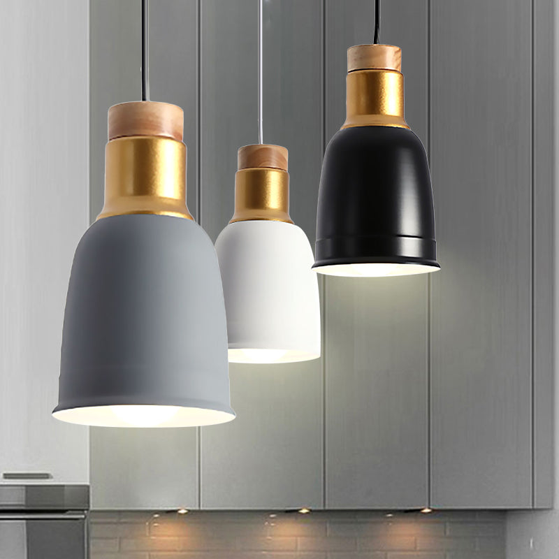 Bell Hanging Lighting Nordic Metal 1 Light Black/Grey/White Pendant Ceiling Light Clearhalo 'Ceiling Lights' 'Modern Pendants' 'Modern' 'Pendant Lights' 'Pendants' Lighting' 245271