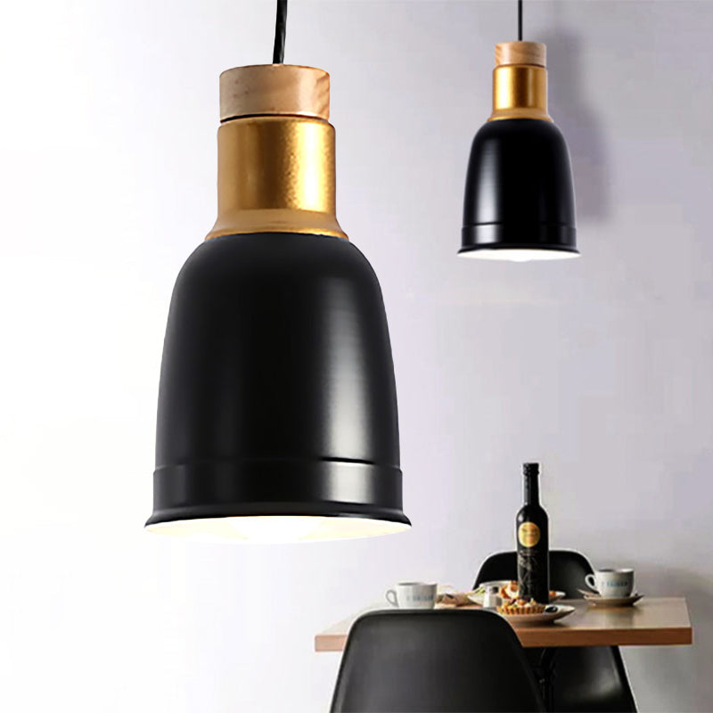 Bell Hanging Lighting Nordic Metal 1 Light Black/Grey/White Pendant Ceiling Light Black Clearhalo 'Ceiling Lights' 'Modern Pendants' 'Modern' 'Pendant Lights' 'Pendants' Lighting' 245273