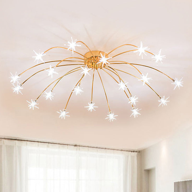 Firework-Shaped Metal Semi Flush Mount Contemporary 12/15/21 Lights Chrome/Gold Led Semi Flush Ceiling Light Fixture Clearhalo 'Ceiling Lights' 'Close To Ceiling Lights' 'Close to ceiling' 'Semi-flushmount' Lighting' 245287