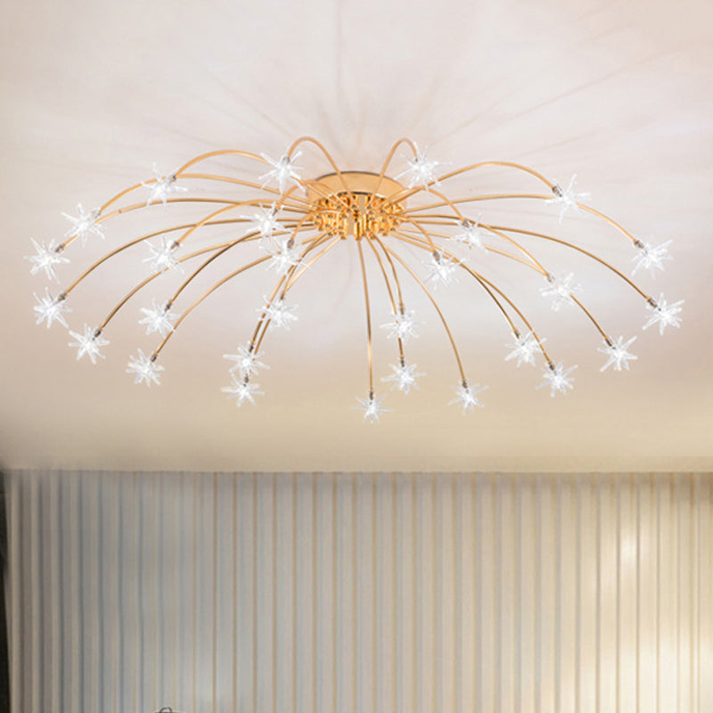 Firework-Shaped Metal Semi Flush Mount Contemporary 12/15/21 Lights Chrome/Gold Led Semi Flush Ceiling Light Fixture Clearhalo 'Ceiling Lights' 'Close To Ceiling Lights' 'Close to ceiling' 'Semi-flushmount' Lighting' 245289