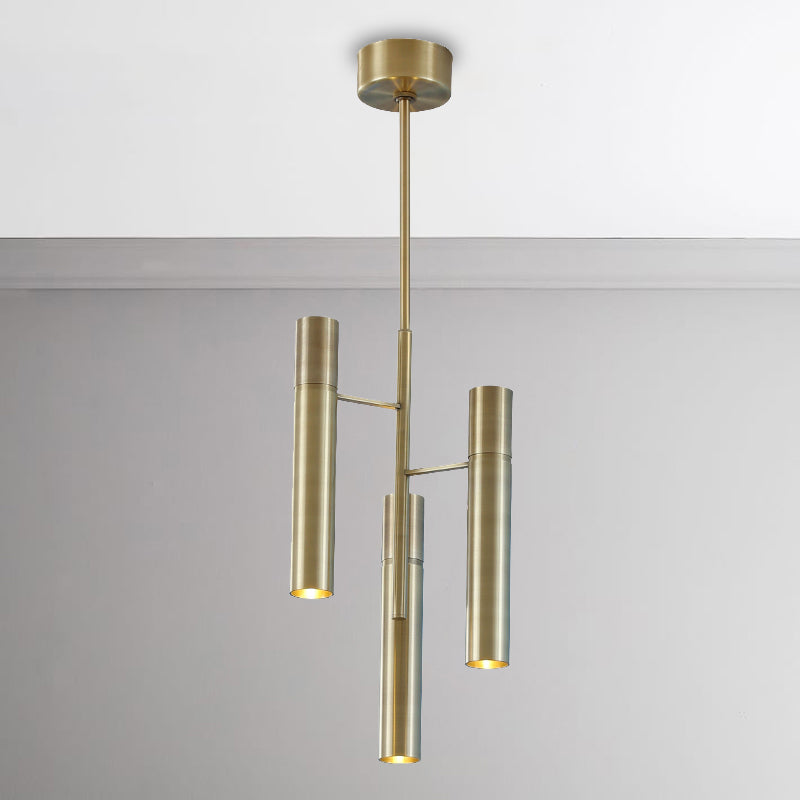 6/10 Heads Hallway Chandelier Lighting with Cylinder Metal Shade Modern Gold Hanging Lamp Clearhalo 'Ceiling Lights' 'Chandeliers' Lighting' options 245305