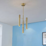 6/10 Heads Hallway Chandelier Lighting with Cylinder Metal Shade Modern Gold Hanging Lamp Clearhalo 'Ceiling Lights' 'Chandeliers' Lighting' options 245306