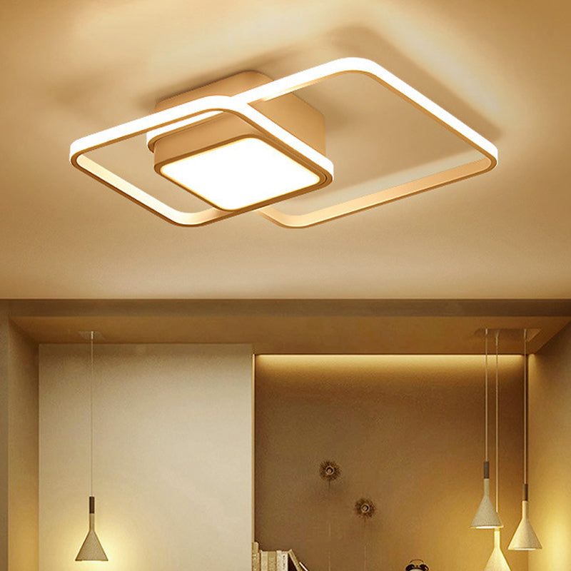 Square and Block Acrylic Ceiling Light Modern LED 18"/21.5"/25.5" Wide Flush Light in Warm/White/Natural Light White 21.5" Warm Clearhalo 'Ceiling Lights' 'Close To Ceiling Lights' 'Close to ceiling' 'Flush mount' Lighting' 245312