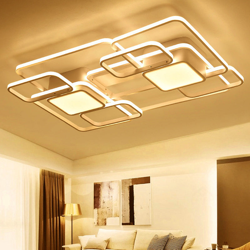 Square and Block Acrylic Ceiling Light Modern LED 18"/21.5"/25.5" Wide Flush Light in Warm/White/Natural Light Clearhalo 'Ceiling Lights' 'Close To Ceiling Lights' 'Close to ceiling' 'Flush mount' Lighting' 245319