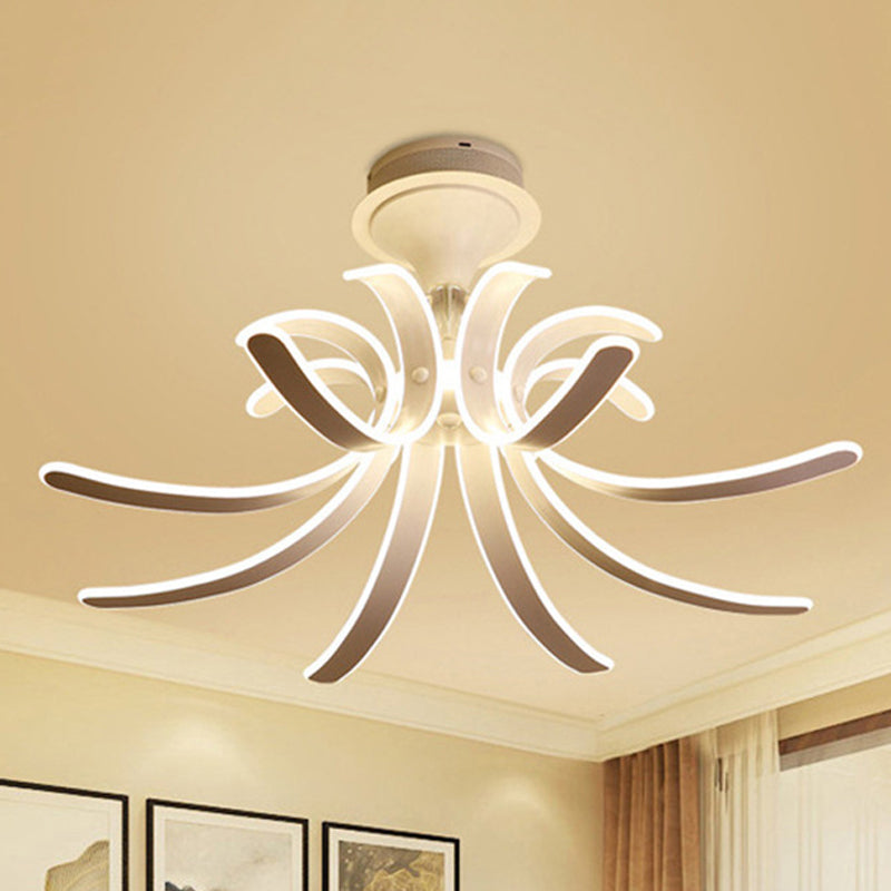 Spring Acrylic Semi Flush Mount Lighting Modern Multi Lights Led White Semi Flush Ceiling Light in White/Warm Light White Clearhalo 'Ceiling Lights' 'Close To Ceiling Lights' 'Close to ceiling' 'Semi-flushmount' Lighting' 245347