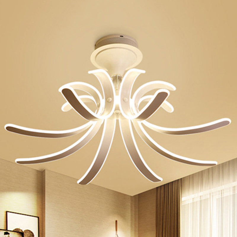 Spring Acrylic Semi Flush Mount Lighting Modern Multi Lights Led White Semi Flush Ceiling Light in White/Warm Light Clearhalo 'Ceiling Lights' 'Close To Ceiling Lights' 'Close to ceiling' 'Semi-flushmount' Lighting' 245348