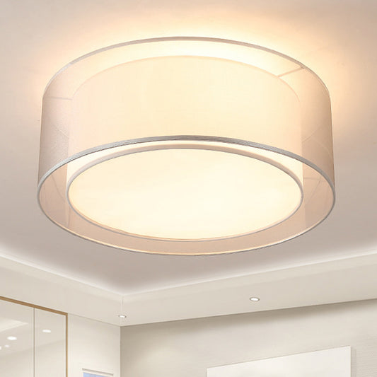 18"/19.5" Wide Drum Fabric Flush Mount Modernist 4 Lights Silver/Coffee Flush Mount Light Fixture for Bedroom Silver Clearhalo 'Ceiling Lights' 'Close To Ceiling Lights' 'Close to ceiling' 'Flush mount' Lighting' 245349