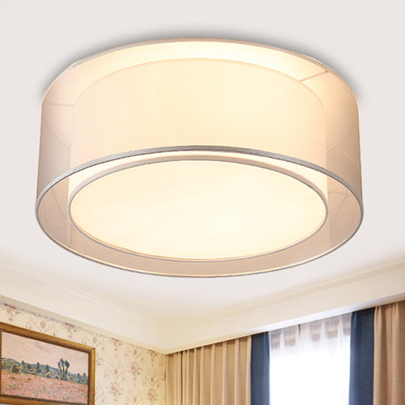 18"/19.5" Wide Drum Fabric Flush Mount Modernist 4 Lights Silver/Coffee Flush Mount Light Fixture for Bedroom Clearhalo 'Ceiling Lights' 'Close To Ceiling Lights' 'Close to ceiling' 'Flush mount' Lighting' 245350