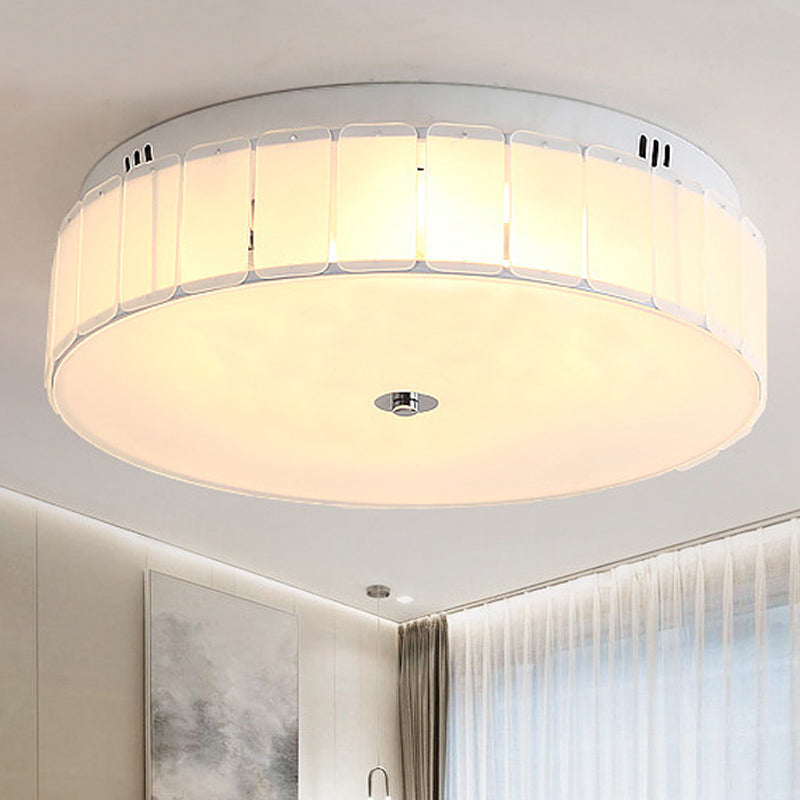 Drum Bedroom Flush Mount Lamp White Glass Modernist Multi Lights Flush Mount Light Fixture Clearhalo 'Ceiling Lights' 'Close To Ceiling Lights' 'Close to ceiling' 'Flush mount' Lighting' 245372