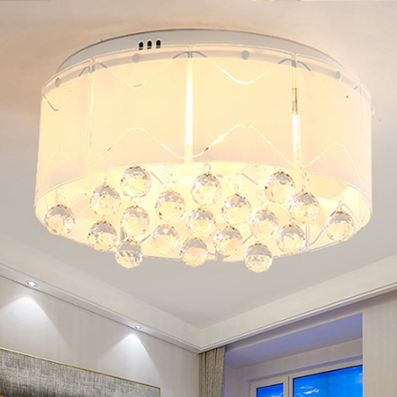 Drum Crystal Flush Mount Lighting Modernist Multi Lights 18"/19.5" Wide White Led Flush Mount Lamp Fixture Clearhalo 'Ceiling Lights' 'Close To Ceiling Lights' 'Close to ceiling' 'Flush mount' Lighting' 245383