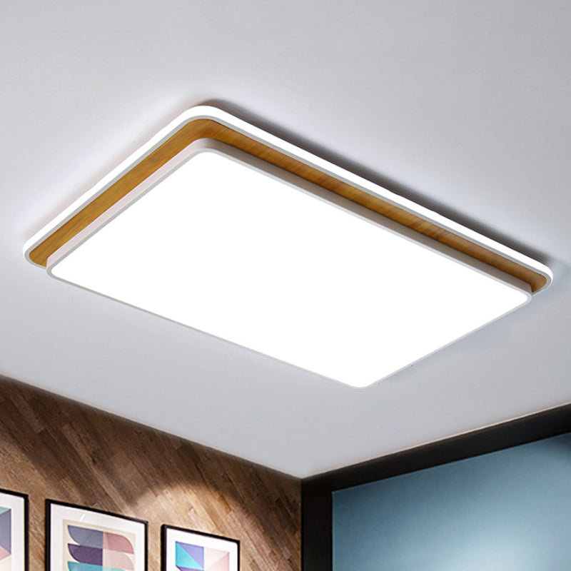 Black/White Rectangular Flush Mounted Lamp Minimal LED Metal Close to Ceiling Lighting in White/Warm Light White Clearhalo 'Ceiling Lights' 'Close To Ceiling Lights' 'Close to ceiling' 'Flush mount' Lighting' 245392