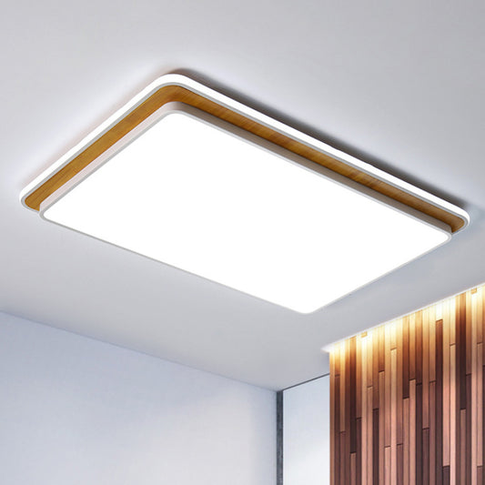 Black/White Rectangular Flush Mounted Lamp Minimal LED Metal Close to Ceiling Lighting in White/Warm Light Clearhalo 'Ceiling Lights' 'Close To Ceiling Lights' 'Close to ceiling' 'Flush mount' Lighting' 245393