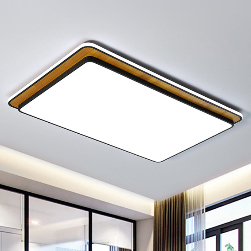 Black/White Rectangular Flush Mounted Lamp Minimal LED Metal Close to Ceiling Lighting in White/Warm Light Black Clearhalo 'Ceiling Lights' 'Close To Ceiling Lights' 'Close to ceiling' 'Flush mount' Lighting' 245394