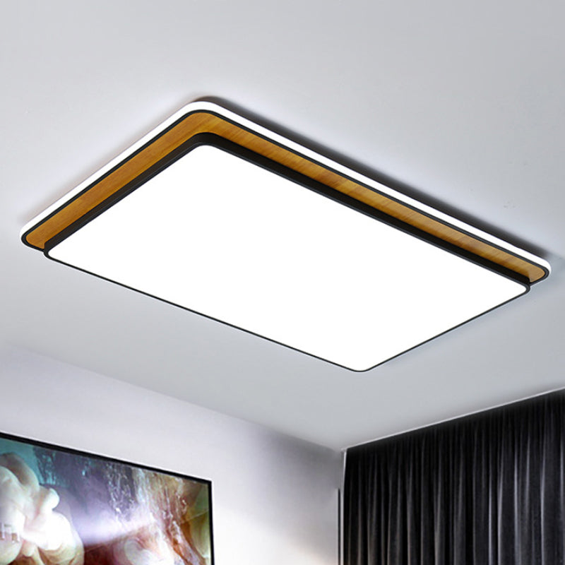 Black/White Rectangular Flush Mounted Lamp Minimal LED Metal Close to Ceiling Lighting in White/Warm Light Clearhalo 'Ceiling Lights' 'Close To Ceiling Lights' 'Close to ceiling' 'Flush mount' Lighting' 245395