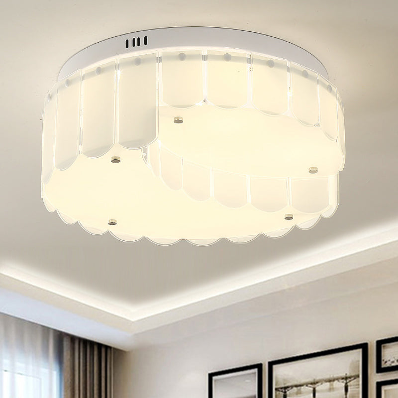 Drum Living Room Flush Mount White Glass Multi Lights Modernist Flush Mount Ceiling Fixture White Clearhalo 'Ceiling Lights' 'Close To Ceiling Lights' 'Close to ceiling' 'Flush mount' Lighting' 245422