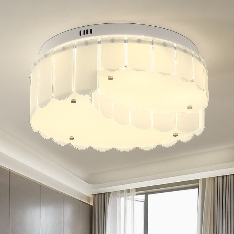 Drum Living Room Flush Mount White Glass Multi Lights Modernist Flush Mount Ceiling Fixture Clearhalo 'Ceiling Lights' 'Close To Ceiling Lights' 'Close to ceiling' 'Flush mount' Lighting' 245423