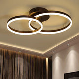 Circle Semi Flush Light Simple Acrylic LED Coffee Ceiling Lighting Fixture in Warm/White/Natural Light, 12"/16"/19.5" Wide Coffee Clearhalo 'Ceiling Lights' 'Close To Ceiling Lights' 'Close to ceiling' 'Semi-flushmount' Lighting' 245426