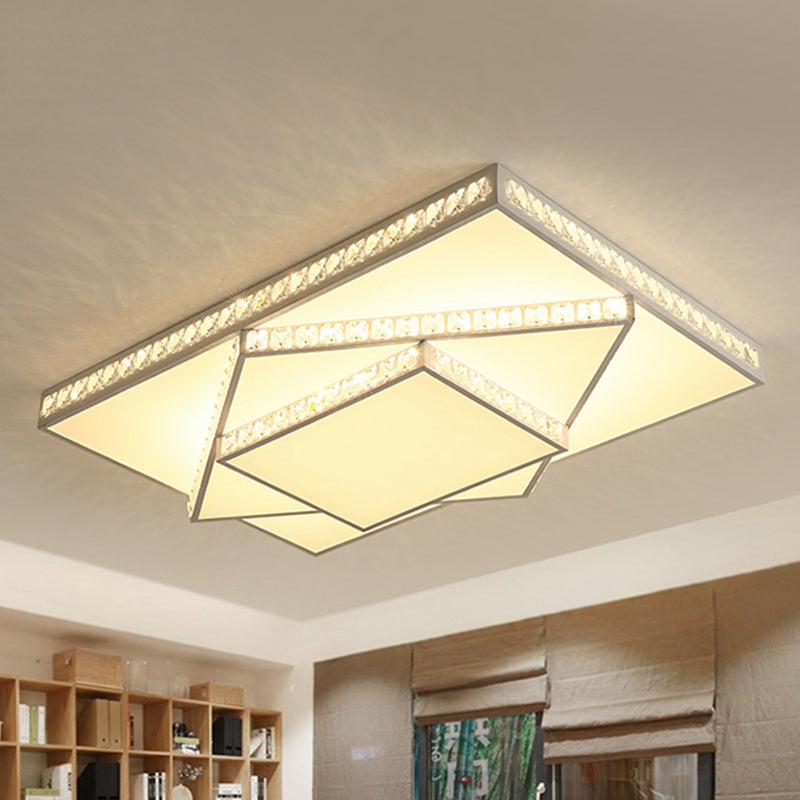 Metal 3 Tiered Square Flush Ceiling Lighting Contemporary LED White Ceiling Mount Light Fixture in White/Third Gear Light White Clearhalo 'Ceiling Lights' 'Close To Ceiling Lights' 'Close to ceiling' 'Flush mount' Lighting' 245433