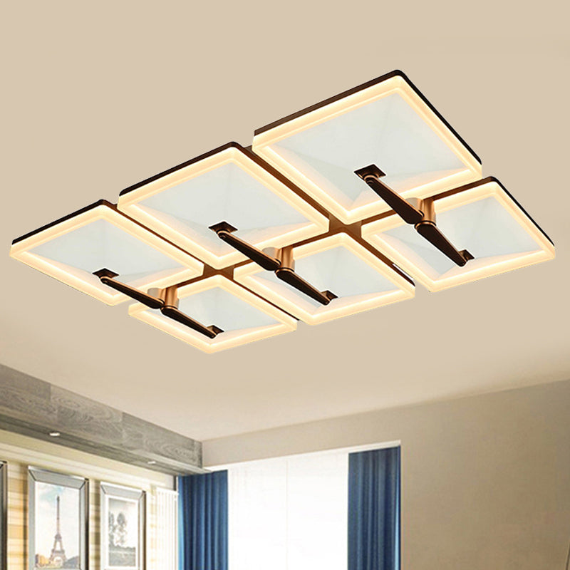 Splicing Square Flush Ceiling Light Fixture Minimalist Metal 2/4/6 Heads LED White Ceiling Lamp in Third Gear Light Clearhalo 'Ceiling Lights' 'Close To Ceiling Lights' 'Close to ceiling' 'Flush mount' Lighting' 245442